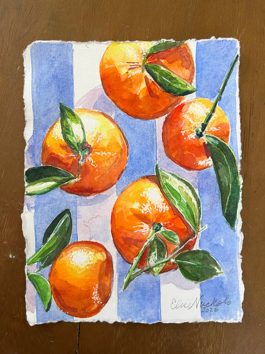 Oranges on Blue Stripes
