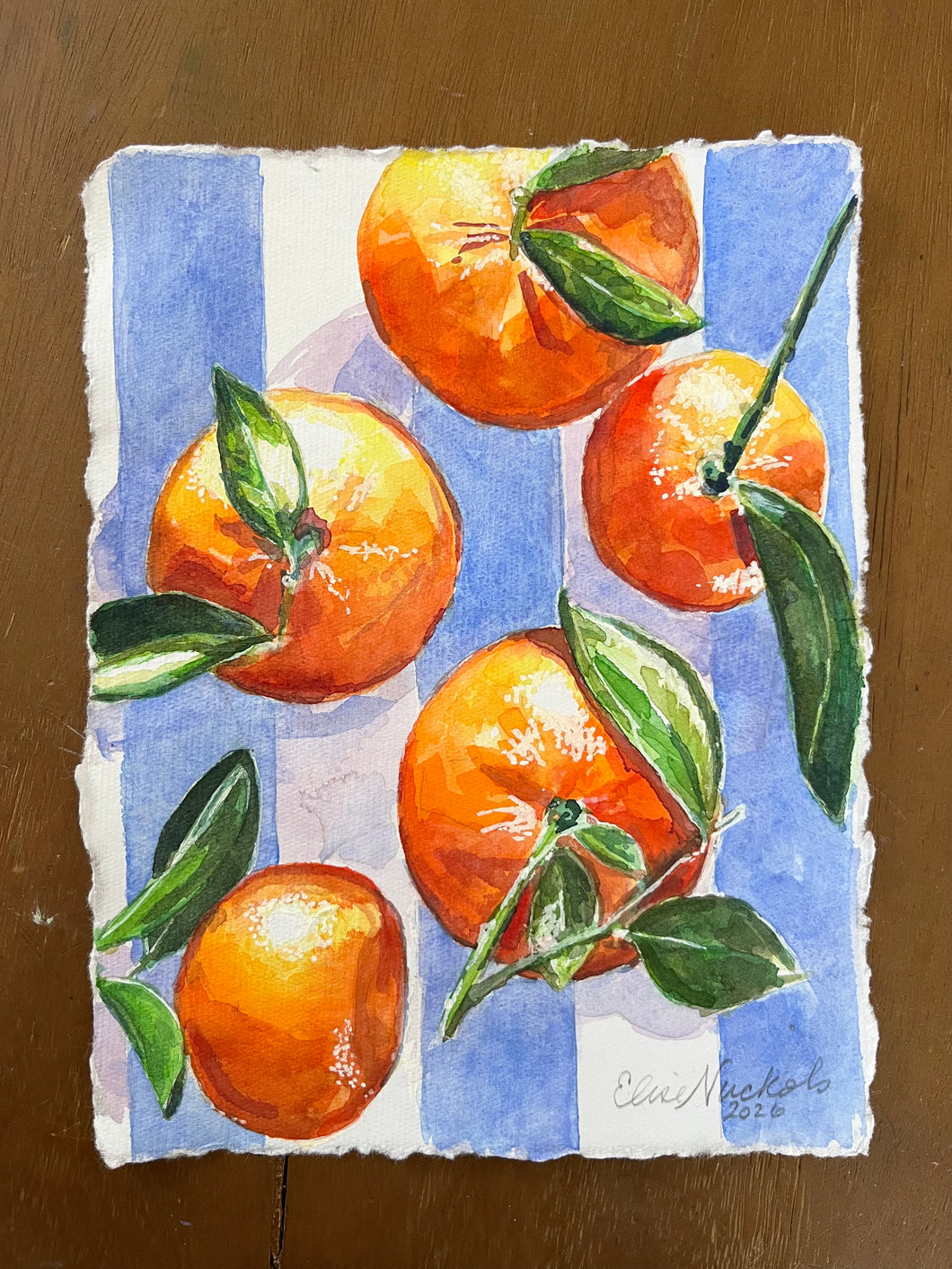 Oranges on Blue Stripes